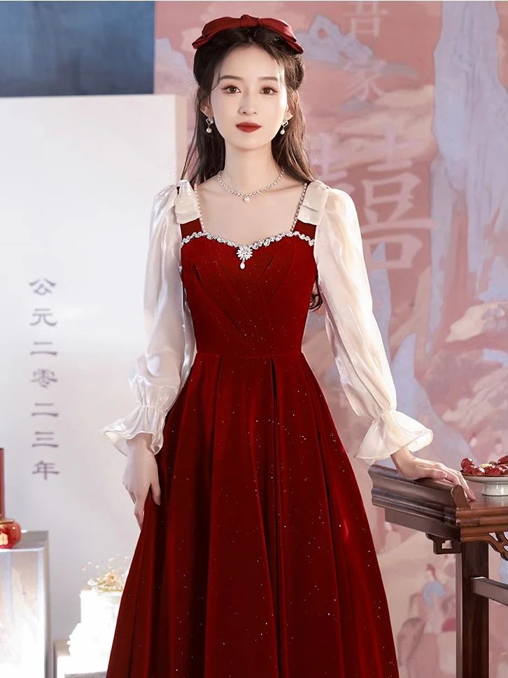 乾杯花嫁2025取得結婚証明書登録婚約ドレススカート女性宴会気質は通常着用可能 乾杯花嫁2025取得結婚証明書登録婚約ドレススカート女性宴会気質は通常着用可能