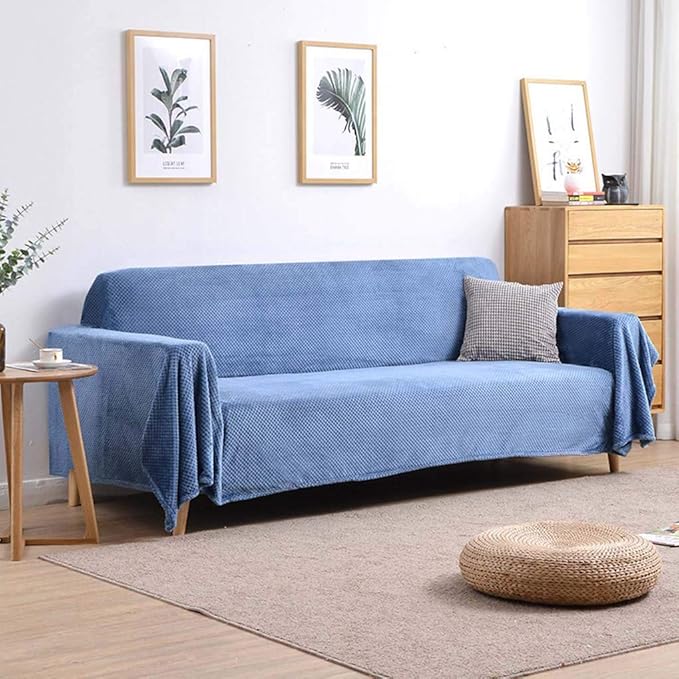 ソファーカバー 3人掛け 肘付き/肘なし 冬暖か ふわふわ マルチカバー シンプル ホワイト ソファープロテクター ベッドカバー こたつ掛け布団 超便利 長方形 厚手 洗える 滑り止め 掛けるだけ 防