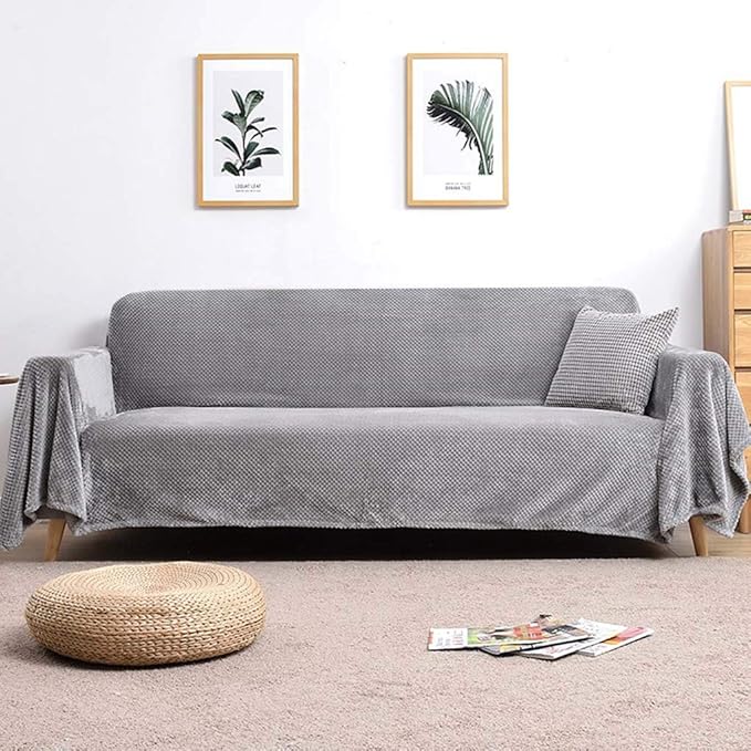 ソファーカバー 3人掛け 肘付き/肘なし 冬暖か ふわふわ マルチカバー シンプル ホワイト ソファープロテクター ベッドカバー こたつ掛け布団 超便利 長方形 厚手 洗える 滑り止め 掛けるだけ 防