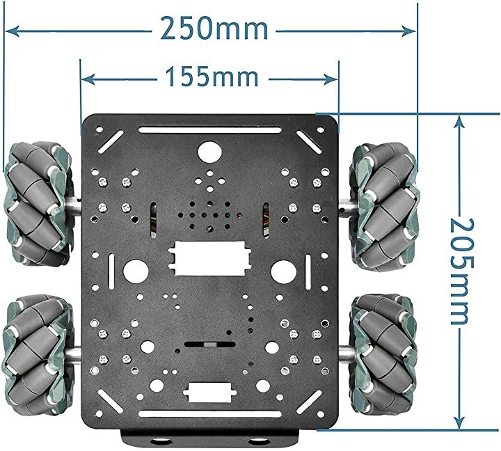 OSOYOO メカナムホイール ロボットカーシャーシ 4WD 80mm DC12Vモーター Ardu