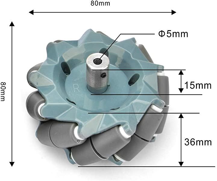 OSOYOO メカナムホイール ロボットカーシャーシ 4WD 80mm DC12Vモーター Ardu