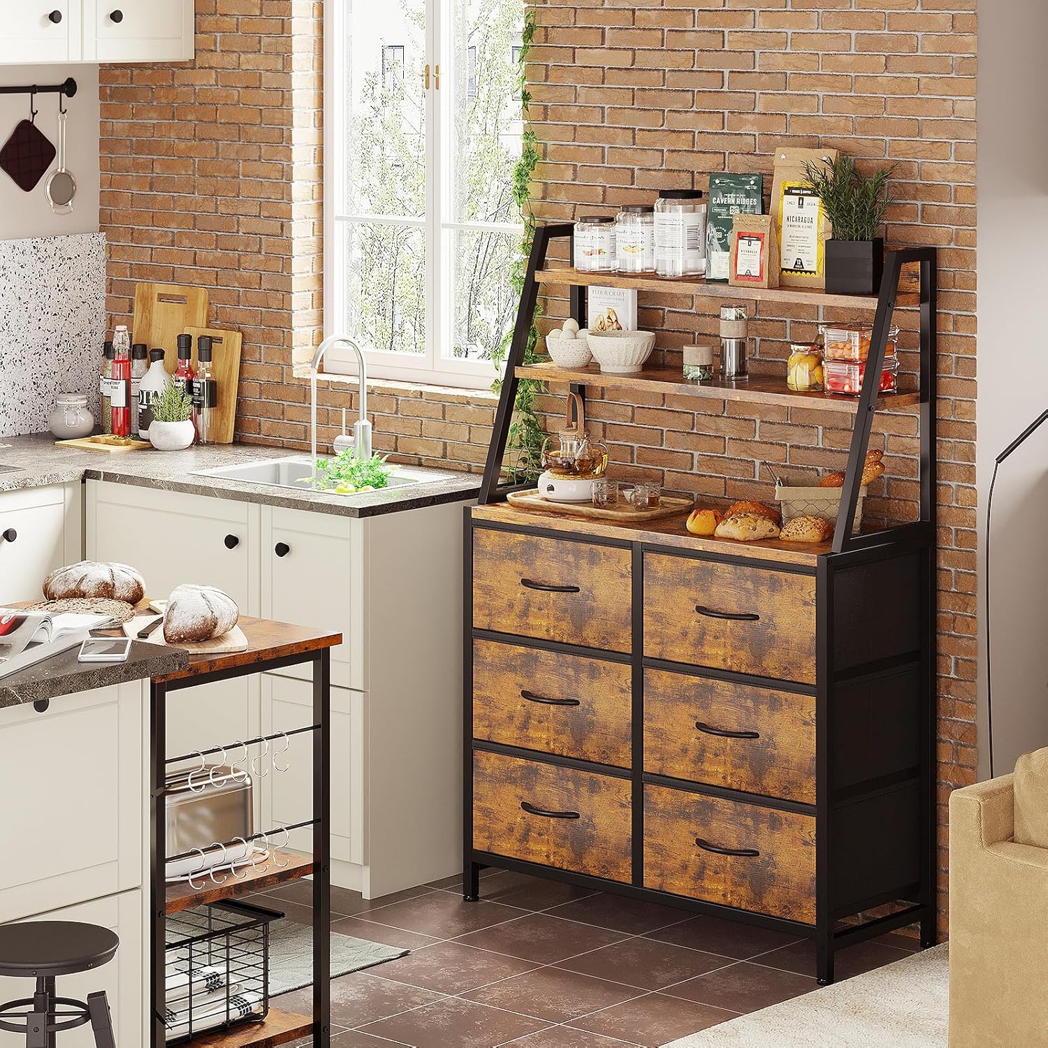 【AODK】棚 収納 ラック付きチェスト タンス 大容量 幅80×奥行き30cm AODK 棚 収納 ラック付きチェスト タンス 大容量 幅80×奥行き30×高