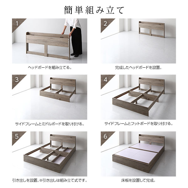 ベッド シングル ポケットコイルマットレス付 グレージュ 収納付 引き出し付 棚付 木製 オーク柄 ベッド シングル ポケットコイルマットレス付 グレージュ 収納付 引き出し付 棚付 木製 オーク柄