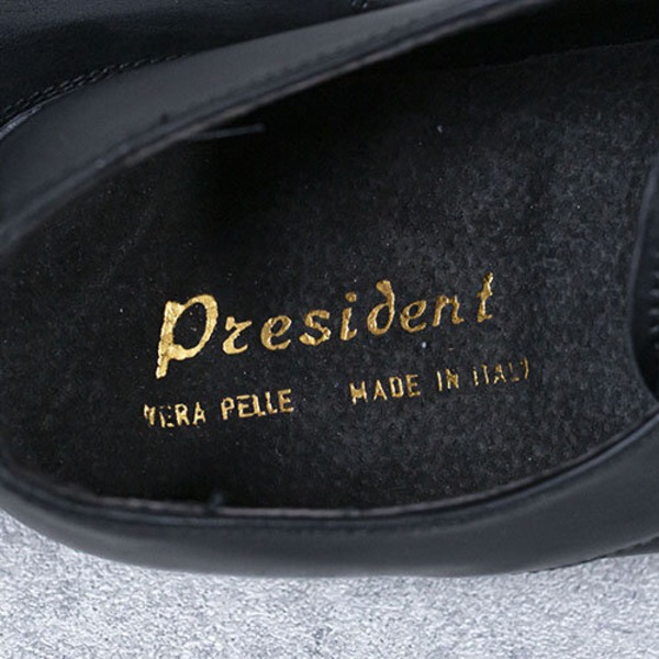 イタリア ポリス レザー シューズ 革靴 スムース 41 約26cm ブラック イタリア軍 外羽根式 ポリスマン デッドストック 靴