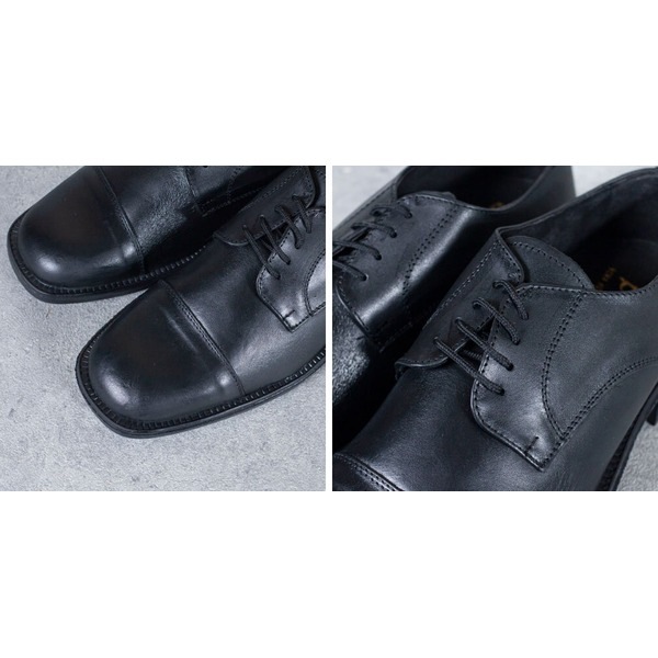 イタリア ポリス レザー シューズ 革靴 スムース 41 約26cm ブラック イタリア軍 外羽根式 ポリスマン デッドストック 靴