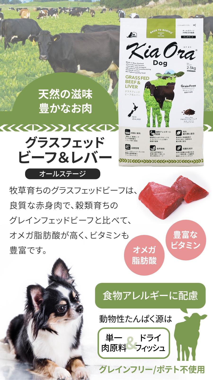 ドッグフード グラスフェッドビーフ＆レバー 9.5kg【国産鹿ラング15g付き】