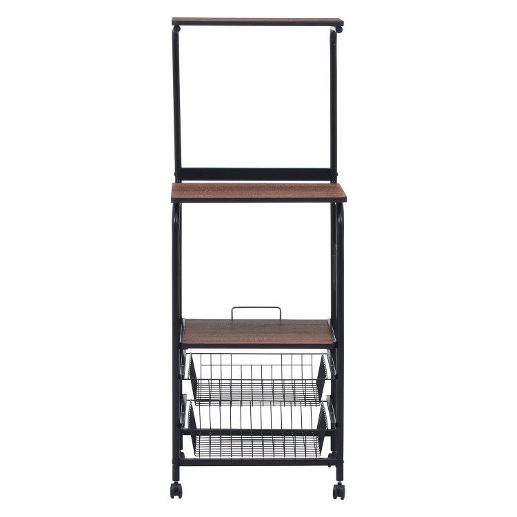 スリム レンジ台 幅51.5cm レンジワゴン キッチン ラック スライド棚 バスケット棚2段 収納