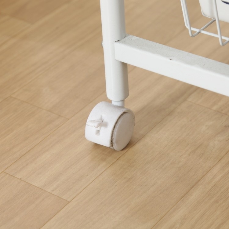 スリム レンジ台 幅51.5cm レンジワゴン キッチン ラック スライド棚 バスケット棚2段 収納