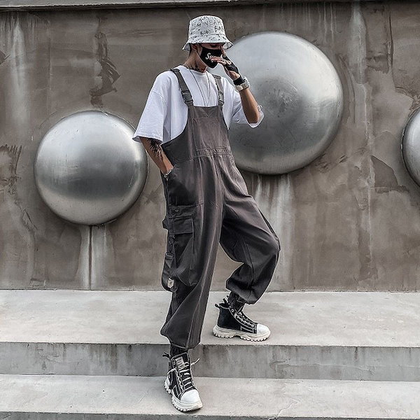 らいXLARGE サスペンダー付きオーバーオール M 黒とグレー オーバーオール S M L 2L 3L 4L 5L 8色 黒 即納 有 ぽっちゃり