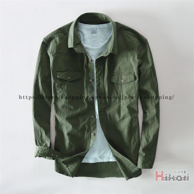 2-5日出荷 新品推奨 ワークシャツ メンズ 長袖シャツ ミリタリーシャツ カジュアルシャツ トップス シャツジャケット 秋 秋服 無地 ポイントを進呈する
