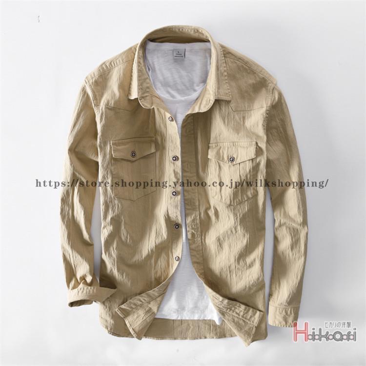 2-5日出荷 新品推奨 ワークシャツ メンズ 長袖シャツ ミリタリーシャツ カジュアルシャツ トップス シャツジャケット 秋 秋服 無地 ポイントを進呈する