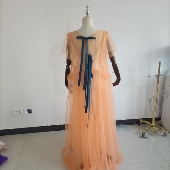 妊婦ドレス マタニティ 写真撮影 シースルー オレンジワンピース ソフトチュール オーダーメイド 妊婦ドレス マタニティ 写真撮影 シースルー オレンジワンピース ソフトチュール オーダーメイド