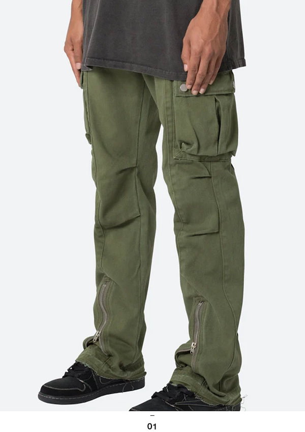 新品未使用【mnml】フレアマルチカーゴパンツ 29 FRONT ZIP FLARE CARGO PANTS カーゴパンツ フレアパンツ|mnml