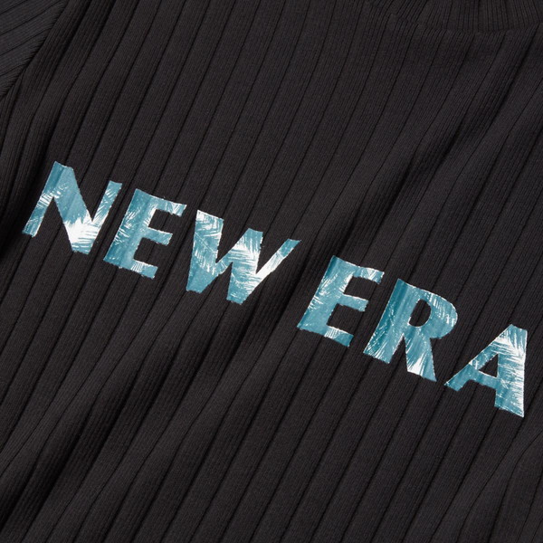 ニューエラ NEW ERA Womens 半袖 リブ ミッドネック Tシャツ パームツリー ブラック ゴルフ 14391458
