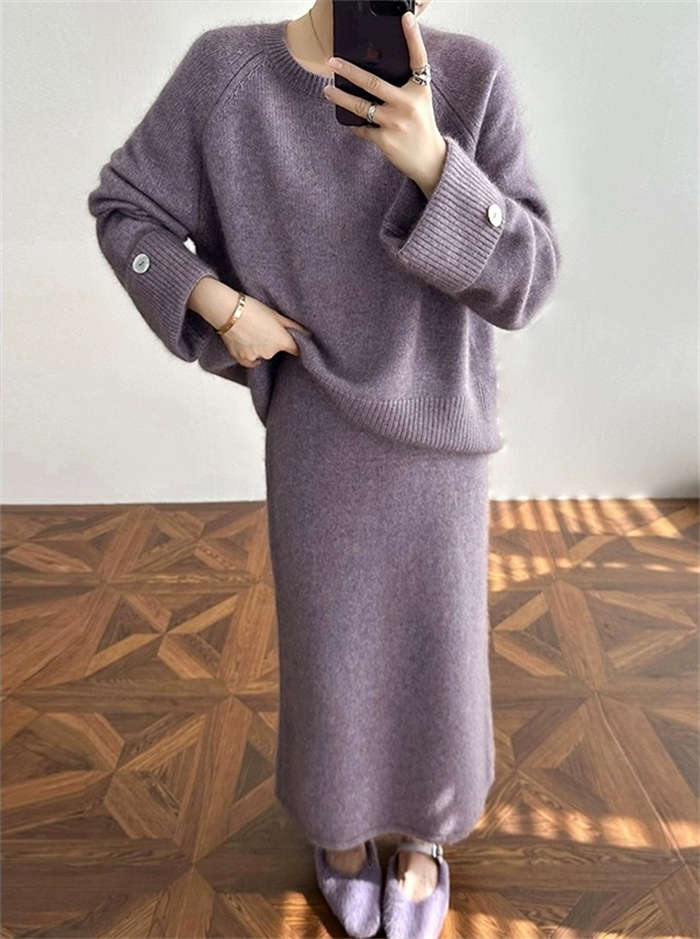2点で11o円OFF!【本日限定】ニットセットアップ スカートスーツ レディース 秋 冬 2点セット セーター スカート クルーネック ママスーツ 無地 長袖 リブニット ロング丈 ウール混 トレンド 2点で11o円OFF!【本日限定】ニットセットアップ スカートスーツ レディース 秋 冬 2点セット セーター スカート クルーネック ママスーツ 無地 長袖 リブニット ロング丈 ウール混 トレンド