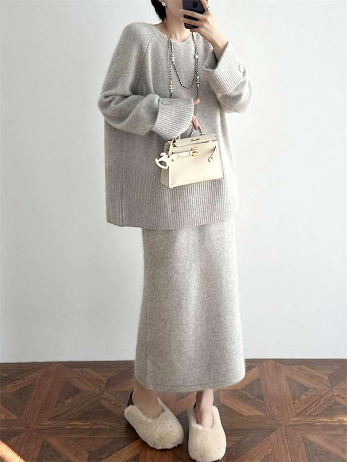 2点で11o円OFF!【本日限定】ニットセットアップ スカートスーツ レディース 秋 冬 2点セット セーター スカート クルーネック ママスーツ 無地 長袖 リブニット ロング丈 ウール混 トレンド 2点で11o円OFF!【本日限定】ニットセットアップ スカートスーツ レディース 秋 冬 2点セット セーター スカート クルーネック ママスーツ 無地 長袖 リブニット ロング丈 ウール混 トレンド