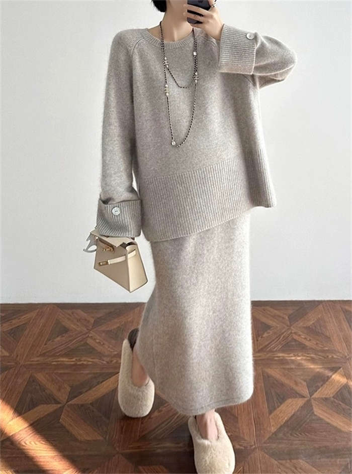 2点で11o円OFF!【本日限定】ニットセットアップ スカートスーツ レディース 秋 冬 2点セット セーター スカート クルーネック ママスーツ 無地 長袖 リブニット ロング丈 ウール混 トレンド 2点で11o円OFF!【本日限定】ニットセットアップ スカートスーツ レディース 秋 冬 2点セット セーター スカート クルーネック ママスーツ 無地 長袖 リブニット ロング丈 ウール混 トレンド