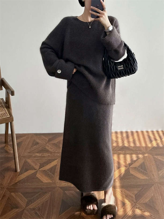 2点で11o円OFF!【本日限定】ニットセットアップ スカートスーツ レディース 秋 冬 2点セット セーター スカート クルーネック ママスーツ 無地 長袖 リブニット ロング丈 ウール混 トレンド 2点で11o円OFF!【本日限定】ニットセットアップ スカートスーツ レディース 秋 冬 2点セット セーター スカート クルーネック ママスーツ 無地 長袖 リブニット ロング丈 ウール混 トレンド