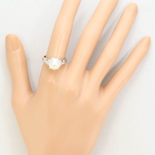 Pm900 リング 指輪 13号 パール(真珠) 約9.5mm ダイヤ 0.12 ジュエリー 中古