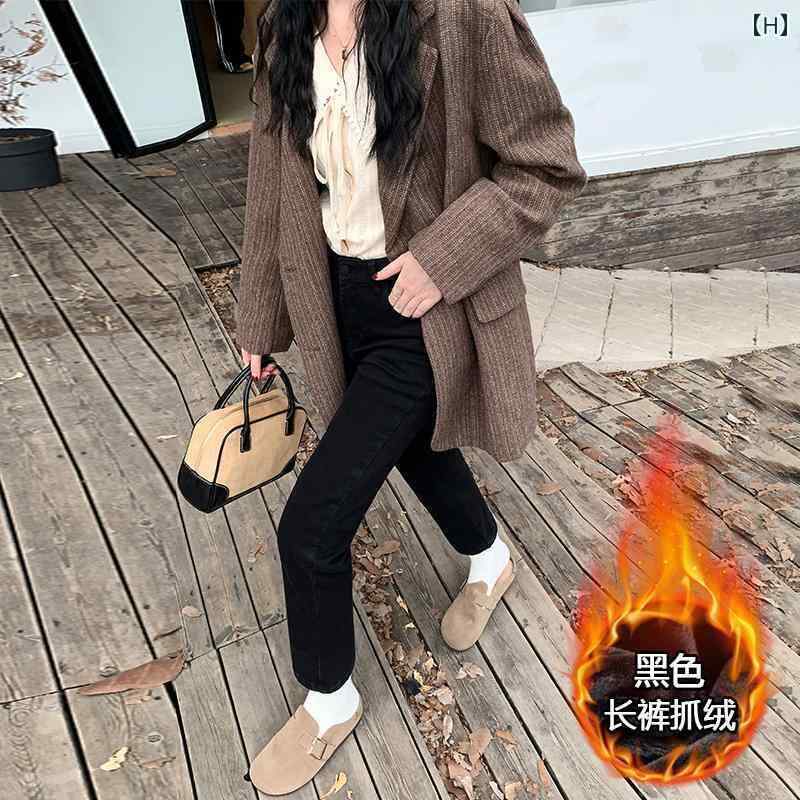 パンツ デニム レディース カジュアル スタイリッシュ 女性 白 ハイウエスト ストレート ジーンズ 冬 ベルベット 小さい スリム 九分丈 シガレット mdprevattcaulkingandwaterproofing.com