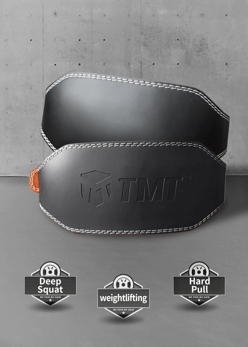 Tmt-本革のウェイトリフティングベルト,ジム用のウエストサポート,フィットネス,パワーリフティング
