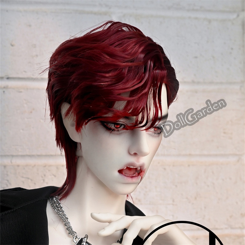 BJD 1/3 1/4 ドール用ウィッグ ショート サイドパート 柔らかい高温糸 セット済み 短髪 黒ブラウン 白 金 ワインレッド SD/小顔SD/MSDサイズ球体関節人形用ウィッグ