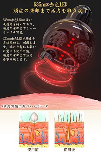 Youmay ヘッドスパ EMS 電動頭皮ブラシ 電気針 赤色LED機能付き