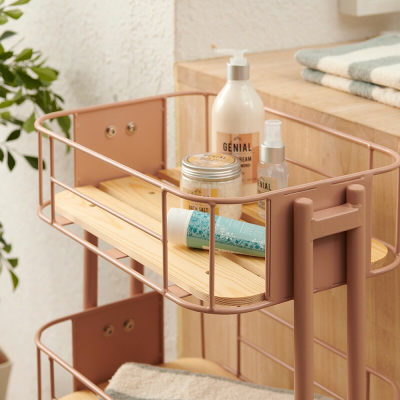 スチールラック ワゴン 3段ラック キャスター付き 移動楽々 パインウッド アイアン かわいい レトロ シンプル 北欧 キッチン バスルーム リビング 子供部屋 一人暮らし 賃貸 ブラック ホワイト