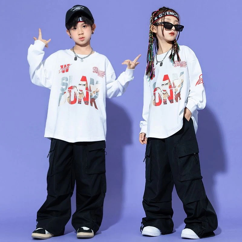 子供街舞潮服秋冬工装ズボン子供男女ジャズダンス衣装クールハンサムヒップホップhiphopスーツ