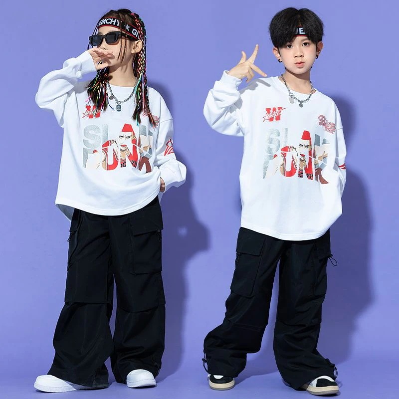 子供街舞潮服秋冬工装ズボン子供男女ジャズダンス衣装クールハンサムヒップホップhiphopスーツ