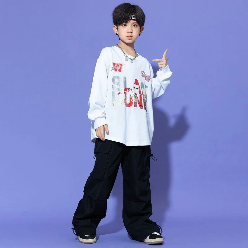 子供街舞潮服秋冬工装ズボン子供男女ジャズダンス衣装クールハンサムヒップホップhiphopスーツ