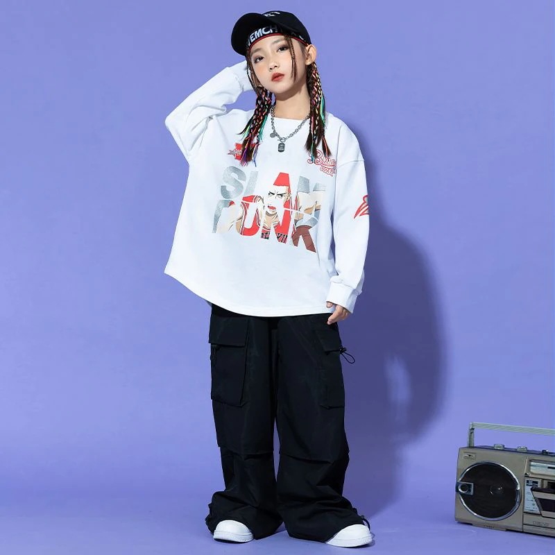 子供街舞潮服秋冬工装ズボン子供男女ジャズダンス衣装クールハンサムヒップホップhiphopスーツ