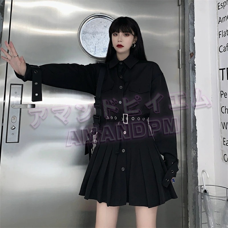 【即納】シャツワンピース レディース 長袖 ベルト付き ゆったり 大きいサイズ ワンピース 韓国ファッション 原宿系 地雷系 量産型 ストレート系 ゴスロリ ロングシャツ ワンピ 黒ワンピース 秋 【即納】シャツワンピース レディース 長袖 ベルト付き ゆったり 大きいサイズ ワンピース 韓国ファッション 原宿系 地雷系 量産型 ストレート系 ゴスロリ ロングシャツ ワンピ 黒ワンピース 秋