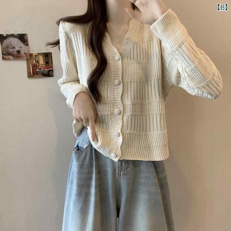 春の 女性の ための レトロな 怠 惰な V ネック セーター ジャケット プラス サイズの 脂肪 mm ニット カーディガン スリムで ファッショナブルな 年齢を 軽減 する トップ
