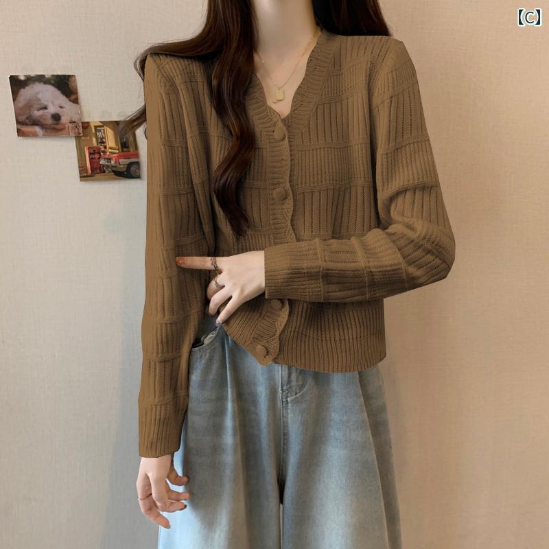 春の 女性の ための レトロな 怠 惰な V ネック セーター ジャケット プラス サイズの 脂肪 mm ニット カーディガン スリムで ファッショナブルな 年齢を 軽減 する トップ