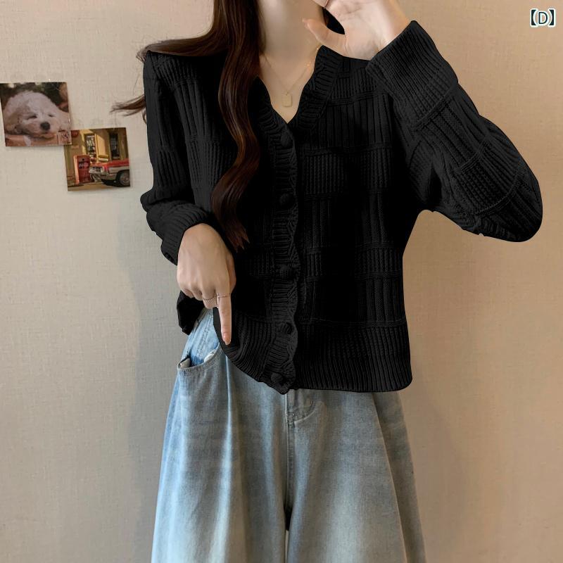 春の 女性の ための レトロな 怠 惰な V ネック セーター ジャケット プラス サイズの 脂肪 mm ニット カーディガン スリムで ファッショナブルな 年齢を 軽減 する トップ