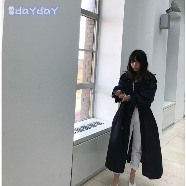 トレンチコート レディース ロングコート 通勤 体型カバー 二色