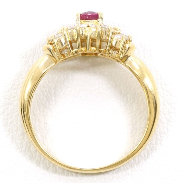 K18 18金 YG リング 指輪 7号 ルビー 0.32 ダイヤ ジュエリー 中古 K18 18金 YG リング 指輪 7号 ルビー 0.32 ダイヤ ジュエリー 中古