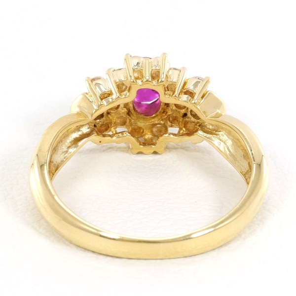 K18 18金 YG リング 指輪 7号 ルビー 0.32 ダイヤ ジュエリー 中古 K18 18金 YG リング 指輪 7号 ルビー 0.32 ダイヤ ジュエリー 中古