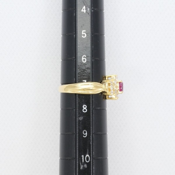 K18 18金 YG リング 指輪 7号 ルビー 0.32 ダイヤ ジュエリー 中古 K18 18金 YG リング 指輪 7号 ルビー 0.32 ダイヤ ジュエリー 中古