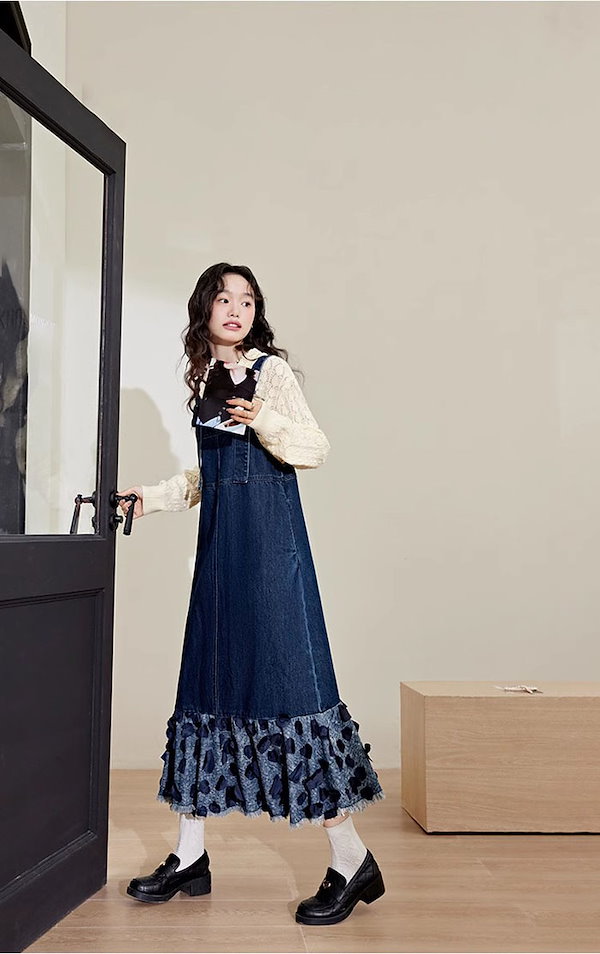 Qoo10] ジャンパースカート デニム 秋冬 レディ