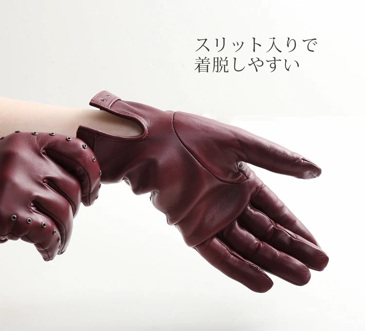 手袋レディース防寒革暖かいレザーラム革本革