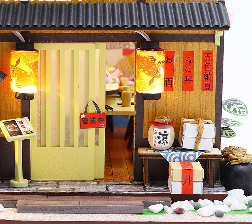 ドールハウス ミニチュア 手作りキット セット桜咲く寿司屋さん