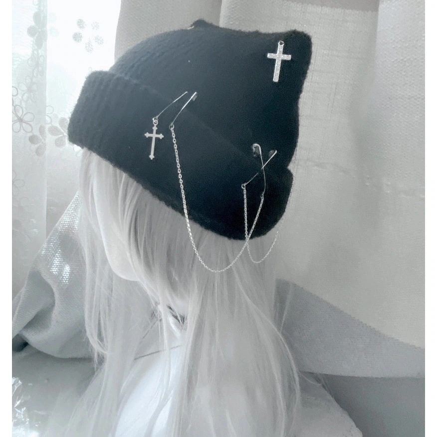 人气新作高評価 Y2K 地雷系 グラウンドレイシステム チェーン ニット 毛糸の帽子 韓国ファッション 46aa476