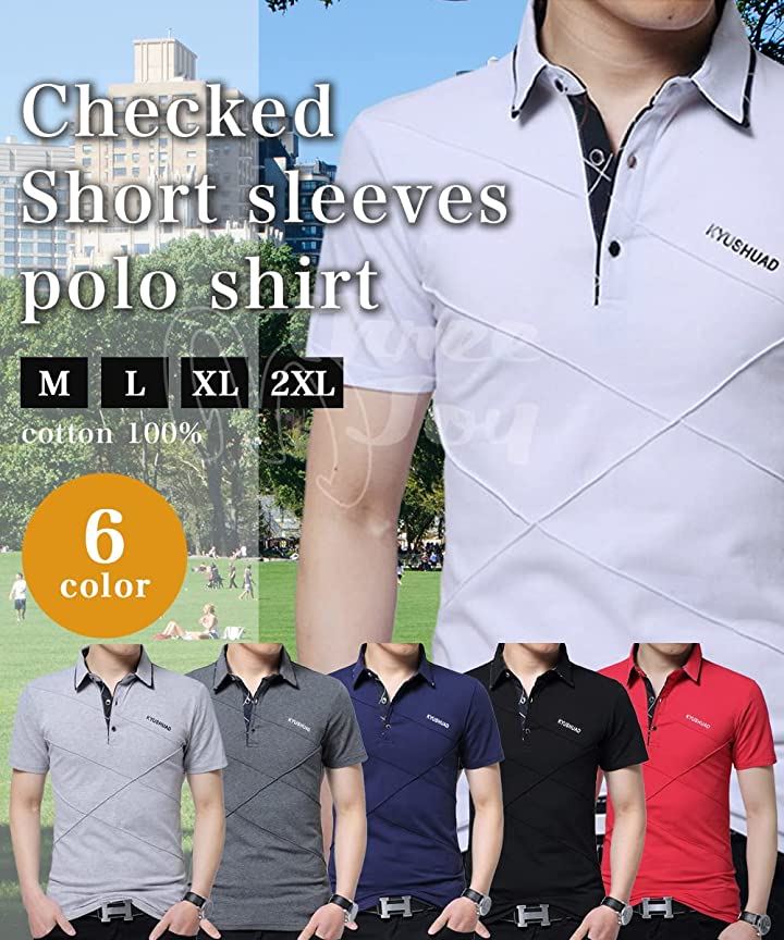 ポロシャツ メンズ 半袖シャツ トップス( ネイビー, XL) ポロシャツ メンズ 半袖シャツ トップス( ネイビー, XL)