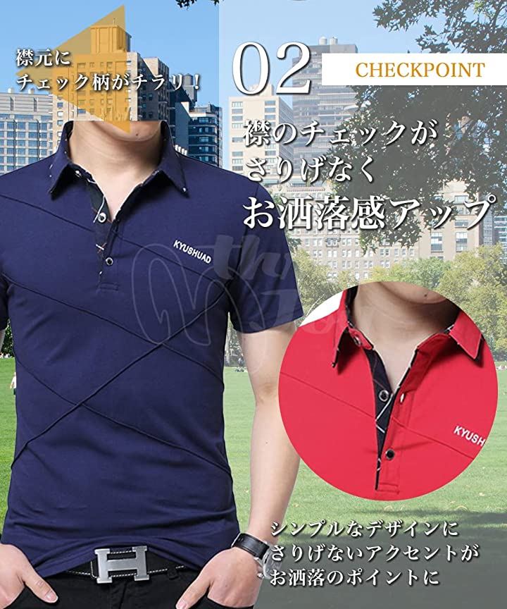 ポロシャツ メンズ 半袖シャツ トップス( ネイビー, XL) ポロシャツ メンズ 半袖シャツ トップス( ネイビー, XL)