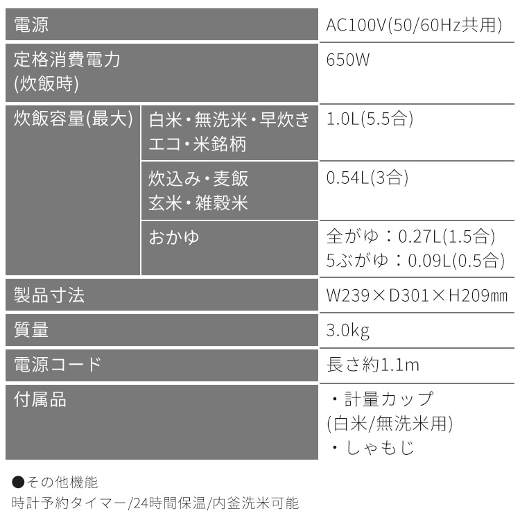 【公式】 炊飯器 5.5合 新生活 ジャー炊飯器 5合 炊飯ジャー 米 ご飯 炊飯 SHK-NR110-HA アッシュ [B] メガ割