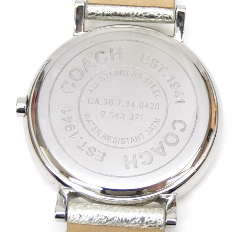 コーチ COACH レディースウォッチ 腕時計 クオーツ 革ベルト CA.36.7.14.0420 シルバー文字盤 【中古】(65436) コーチ COACH レディースウォッチ 腕時計 クオーツ 革ベルト CA.36.7.14.0420 シルバー文字盤 【中古】(65436)