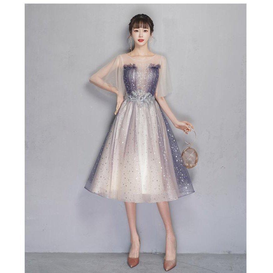 Hot!!!ロングドレス 袖あり パーティードレス ミモレ丈 ウエディングドレス 結婚式 お呼ばれ 二次会 披露宴 謝恩会 おしゃれ 着痩せ 発表会