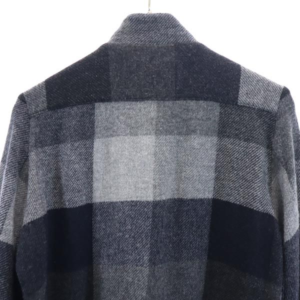 【美品】ステファンシュナイダー　フーデッドウールジャケットXL ウール　グレー ステファンシュナイダー チェック柄 スタンドカラー ウールジャケット